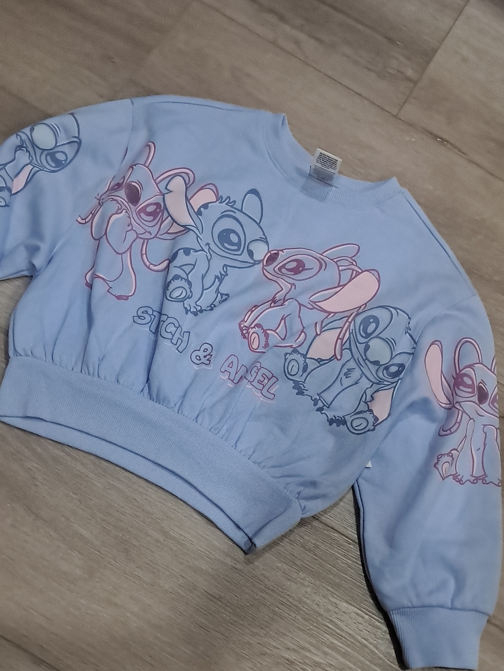 Disney Light Blue Stitch & Angel Graphic Sweatshirt